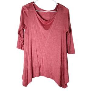 Eileen Fisher Top Blouse Size Small Pink Silk Cotton Blend Shark Bite Hem